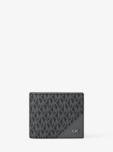 Michael Kors Billfold Wallet Black Logo Canvas