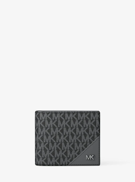 Michael Kors Billfold Wallet Black Logo Canvas