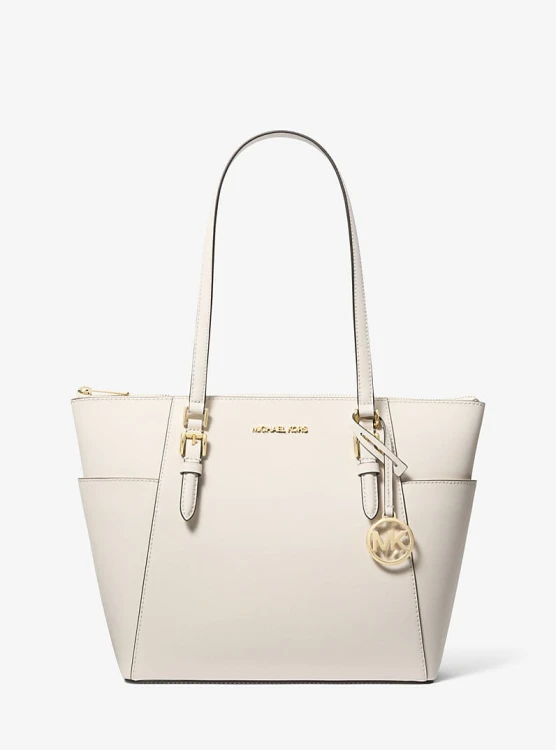 Michael Kors Charlotte Large tote light cream skórzana torebka damska złote okucia