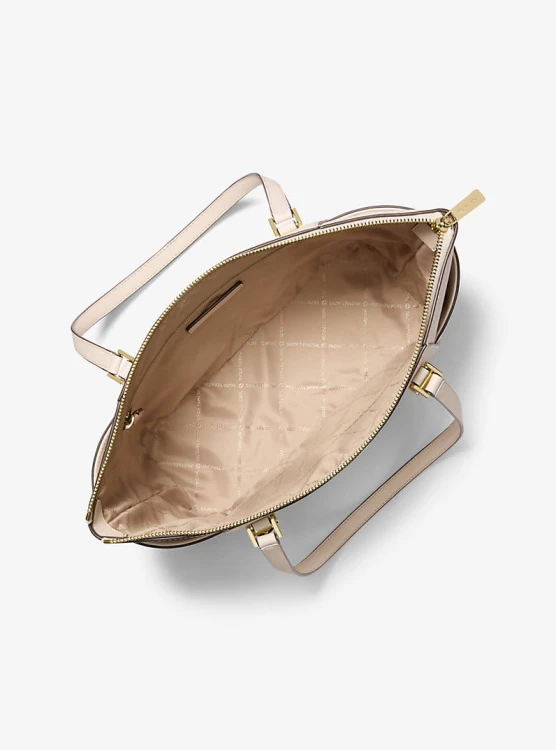 Michael Kors Charlotte Large tote light cream skórzana torebka damska złote okucia