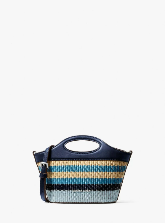 Michael Kors Tatum Small Striped Woven Crossbody Bag Navy Multi – torebka damska pleciona w paski