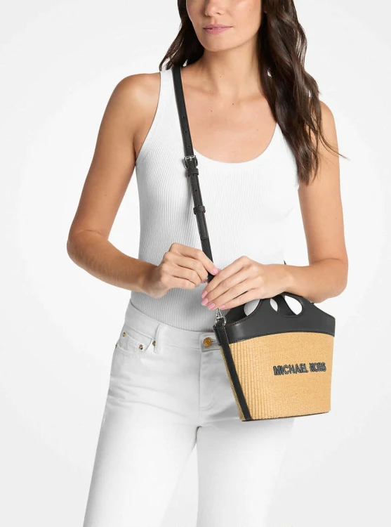Michael Kors Tatum Medium bag – pleciona torebka z czarnym wykończeniem