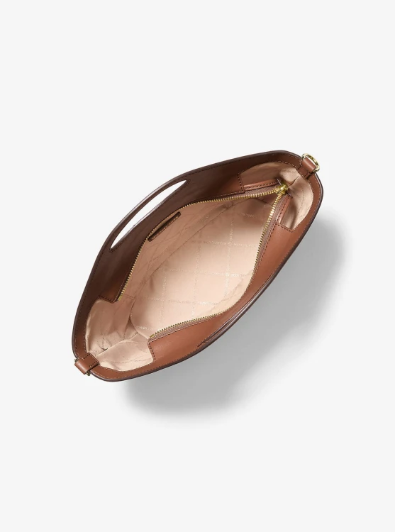 Michael Kors Tatum woven bag – pleciona torebka z brązowym wykończeniem