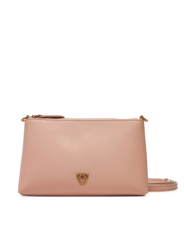 pinko flat horizontal mini cipria o81q torebka różowa skórzana