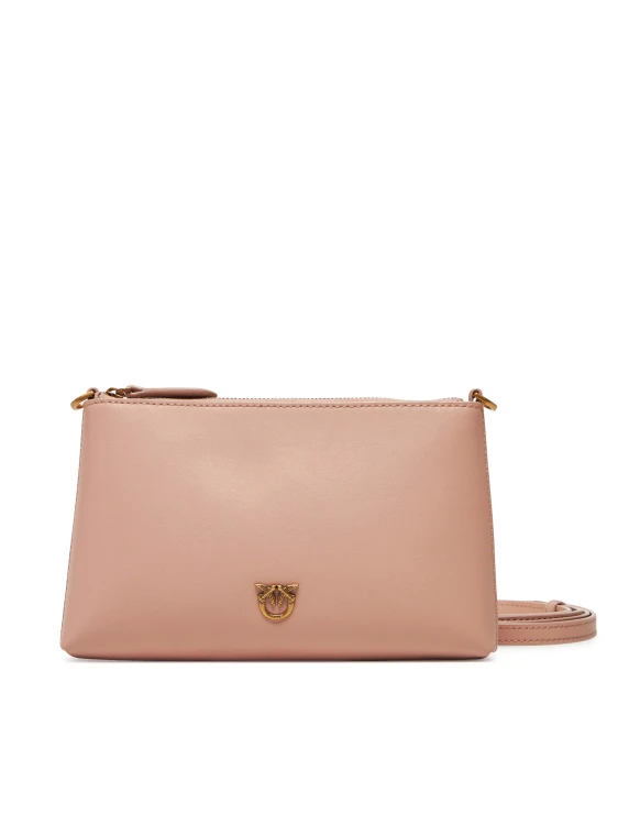 pinko flat horizontal mini cipria o81q torebka różowa skórzana