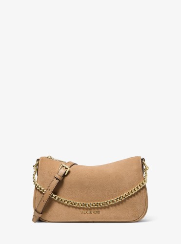 Michael Kors Carmela Medium Suede Convertible Crossbody Bag Camel zamszowa torebka crossbody
