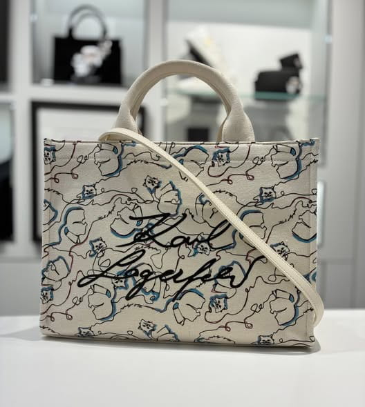 Karl Lagerfeld K/Sketch Shopper AOP Tote - Kremowa Torba Shopper Canvas Shopperka