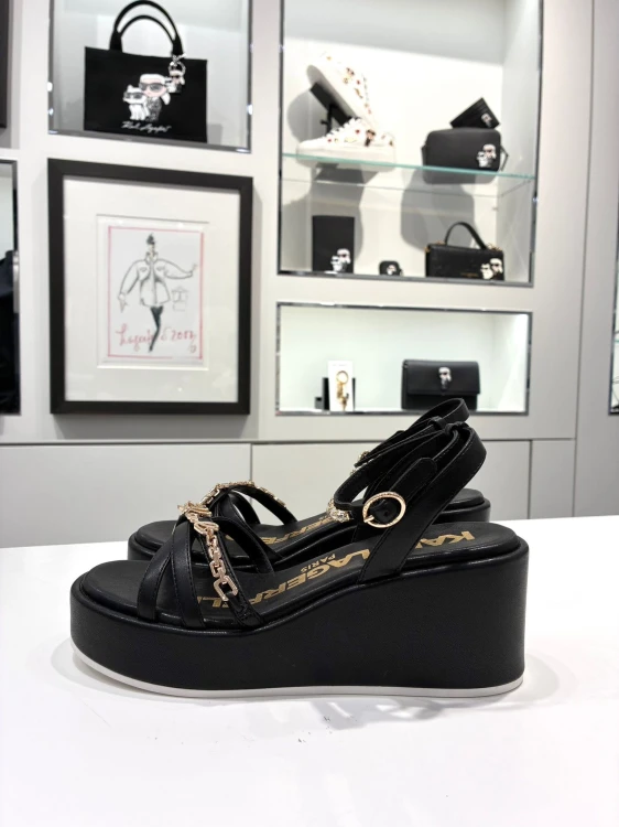 Karl Lagerfeld Paris Signature Charm Wedge Sandals sandały damskie