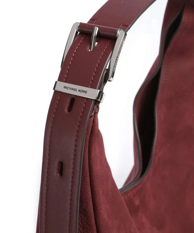 Michael Kors Nolita Large Hobo Oxblood, duża torebka hobo na ramię z naturalnej skóry bydlęcej