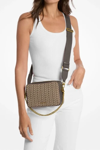Michael Kors Medium Double Zip Camera Crossbody Natural