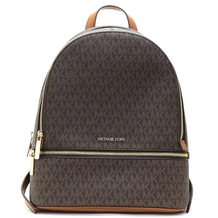 Michael Kors Rhea Zip Medium Backpack Brown Signature