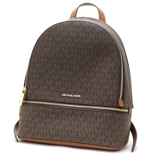 Michael Kors Rhea Zip Medium Backpack Brown Signature