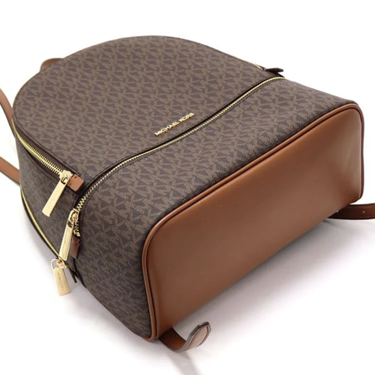 Michael Kors Rhea Zip Medium Backpack Brown Signature