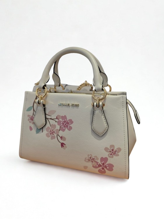 Michael Kors Small Marilyn Floral Print Leather Bag kremowa