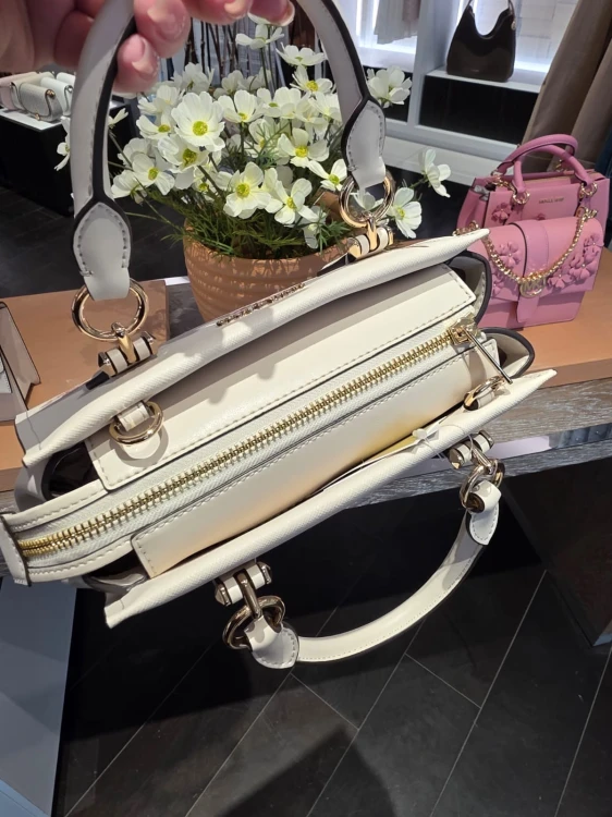 Michael Kors Small Marilyn Floral Print Leather Bag kremowa