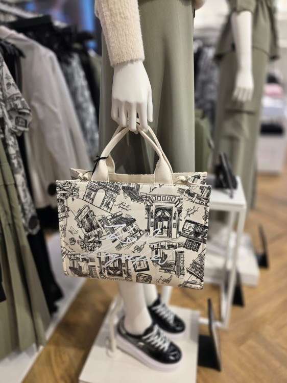 Karl Lagerfeld Love From Paris Tote – torba canvas Paris print