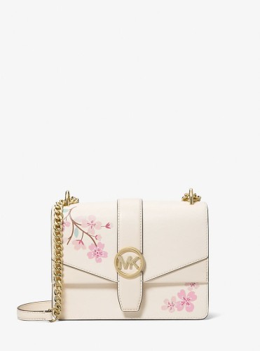 Michael Kors Greenwich Sakura kremowa torebka crossbody z motywem kwiatów