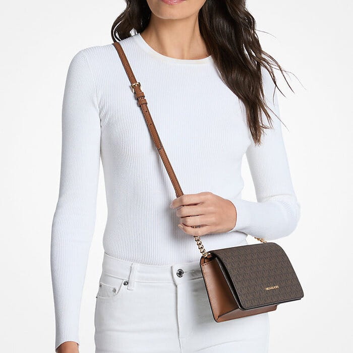 Michael Kors Jet Set Medium Signature Logo Crossbody Brown