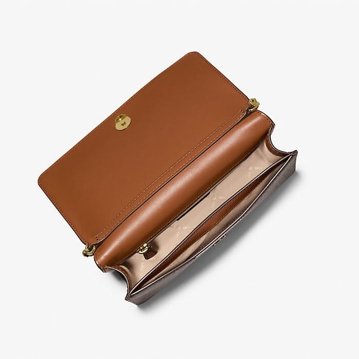 Michael Kors Jet Set Medium Signature Logo Crossbody Brown