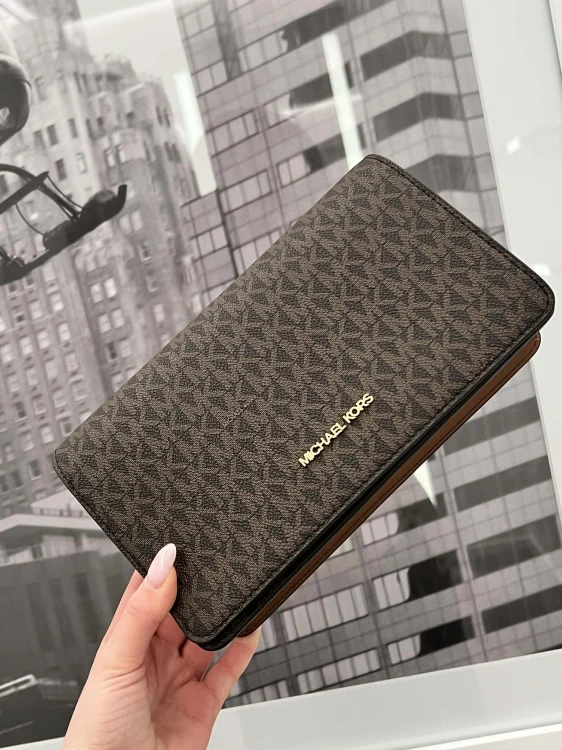 Michael Kors Jet Set Medium Signature Logo Crossbody Brown